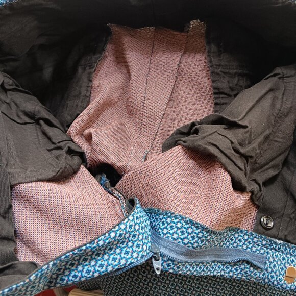 32x29 True Vintage Disco Pants Geometric Patterned Blue 1970's Flare Knit Mod - Picture 7 of 7